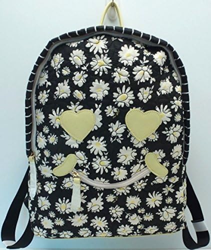 Love Betsy Backpack Hearts Emoji Black Floral - 16 x 13