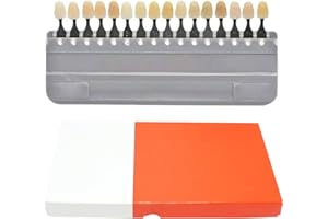 Jashem 16 Colors Teeth Whitening Shade Guide Porcelain Tooth Bleaching Shade Chart Dental Equipment for Professional or Household Oral Care