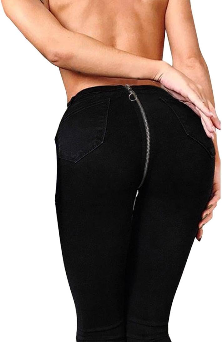 zipper back jeans womens