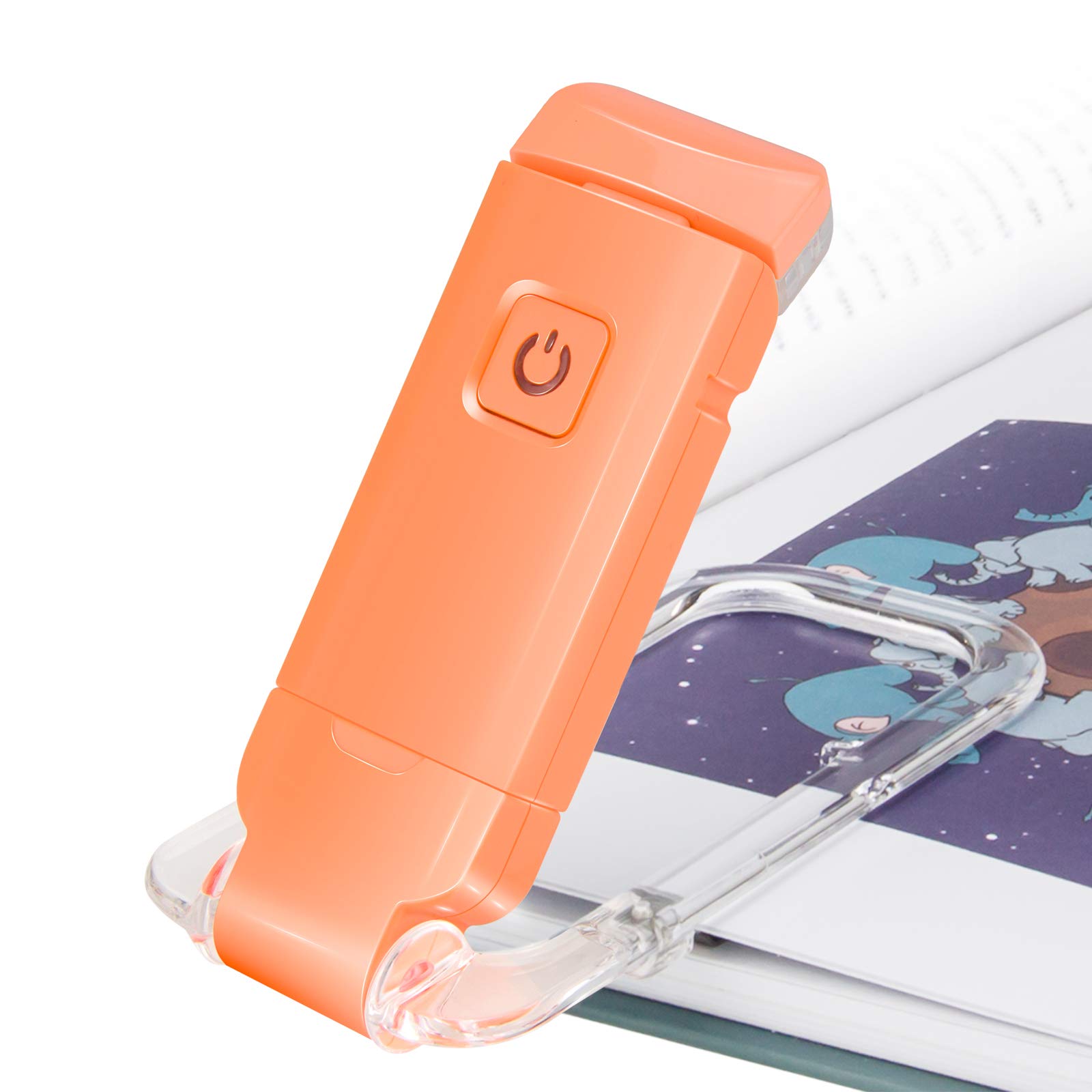 HONWELL LED Reading Light, Clip-on for Bed, Soft Eye Care Book Lamp, 2 Brightness Settings for Eye Protection, Dimmable for Kids, Orange