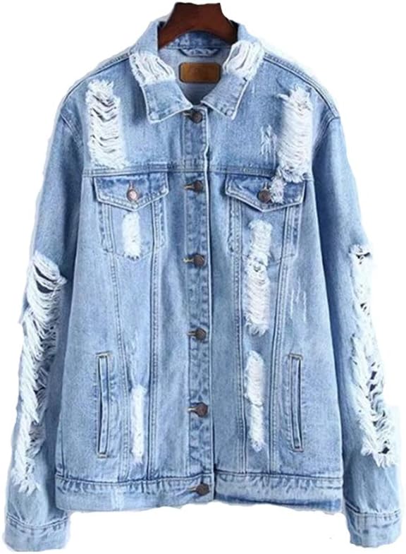 zgshnfgk Women's Casual Slim Long Sleeve Denim Outercoat Jacket Windbreaker(Blue/X-Large)