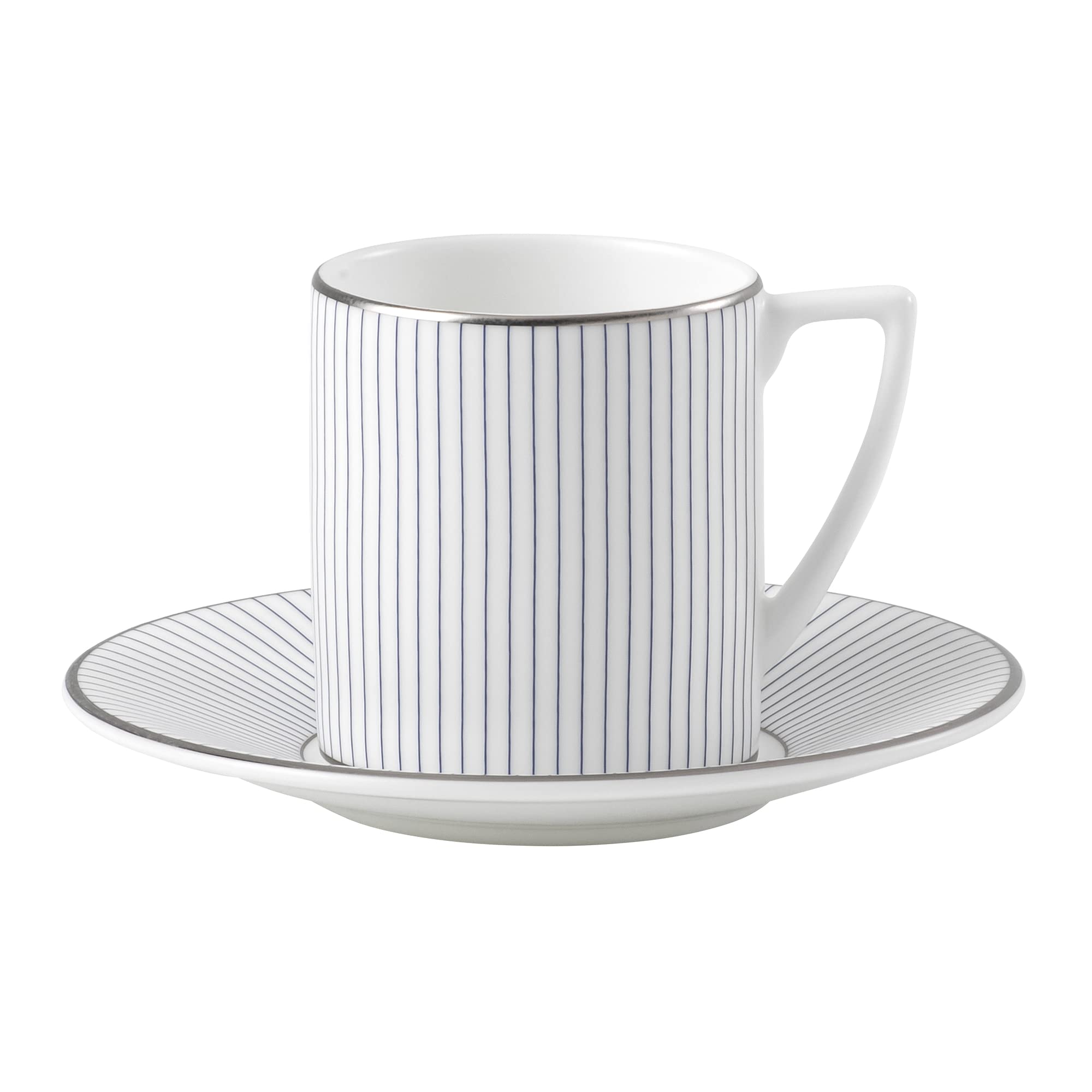Wedgwood Jasper Conran at Pinstripe Coffee Cup & Saucer, White with Platinum Stripes (1057995)