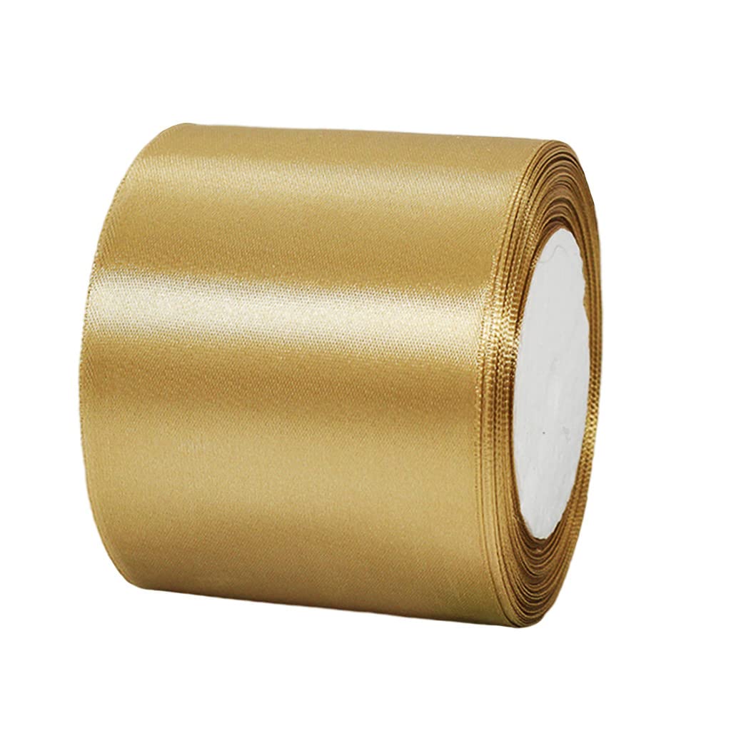 75mm Wide Thick Champagne Gold Ribbon for Gift Wrapping,22m 3Inch Large Fabric Satin Ribbon Gold Bow for Gift Wrapping,Ribbons for Crafting,Bouquets,Wedding Car,Presents,Cake,Christmas Decorations
