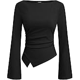 CIDER Long Sleeve Ribbed Knit Top Stylish Fashion Going Out Shirt for Women