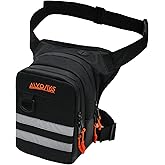 MDSTOP Motorcycle Thigh Bag with Removable Leg Strap, Expandable Storage Tank Bags，Drop Leg Bag for Men & Women, Leg Fanny Pack for Racing Cycling Horse Riding Hiking Camping Fishing Travel (Black)