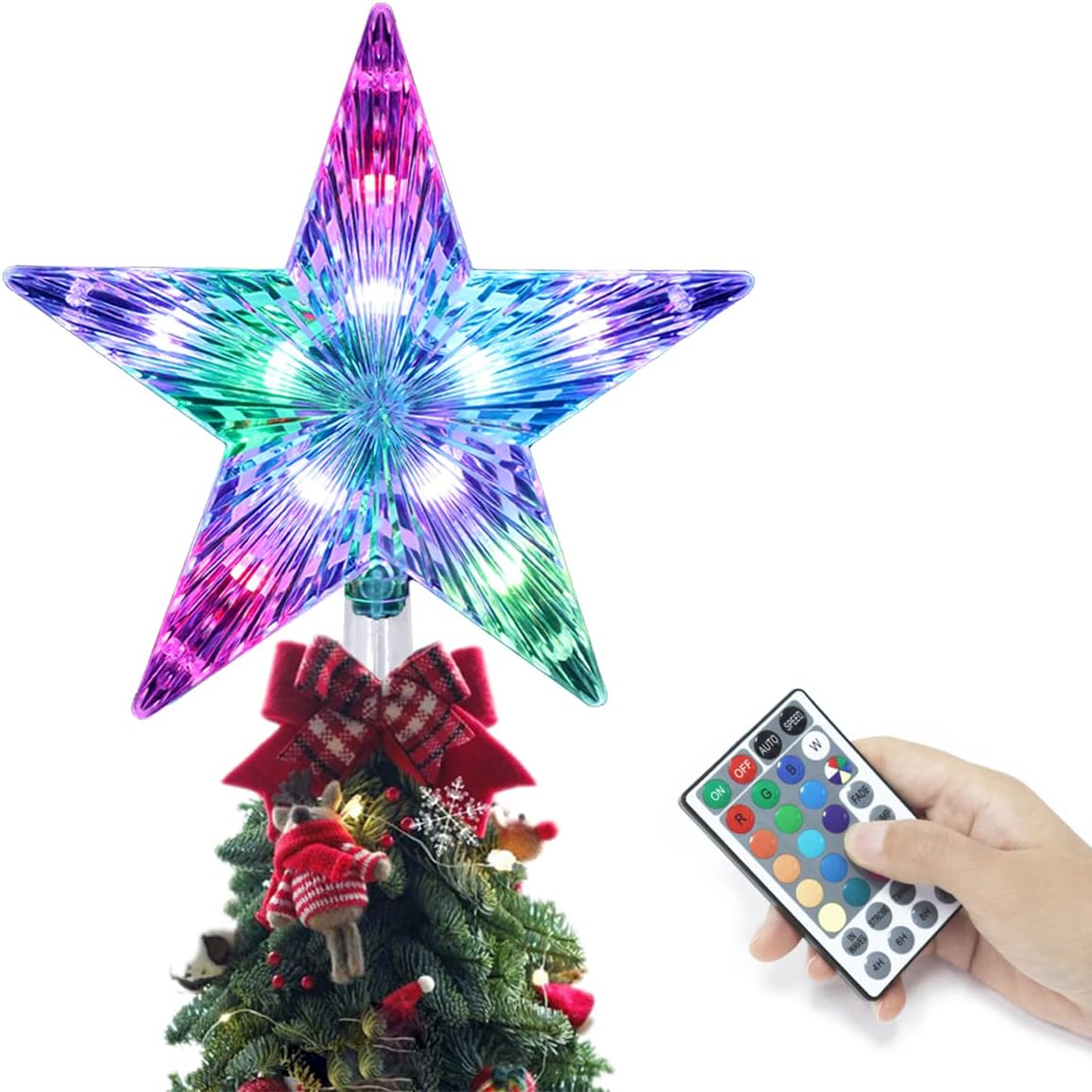 Tree Toppers - Christmas Tree Topper, KBG LED 20 Light Modes Color Changing 9