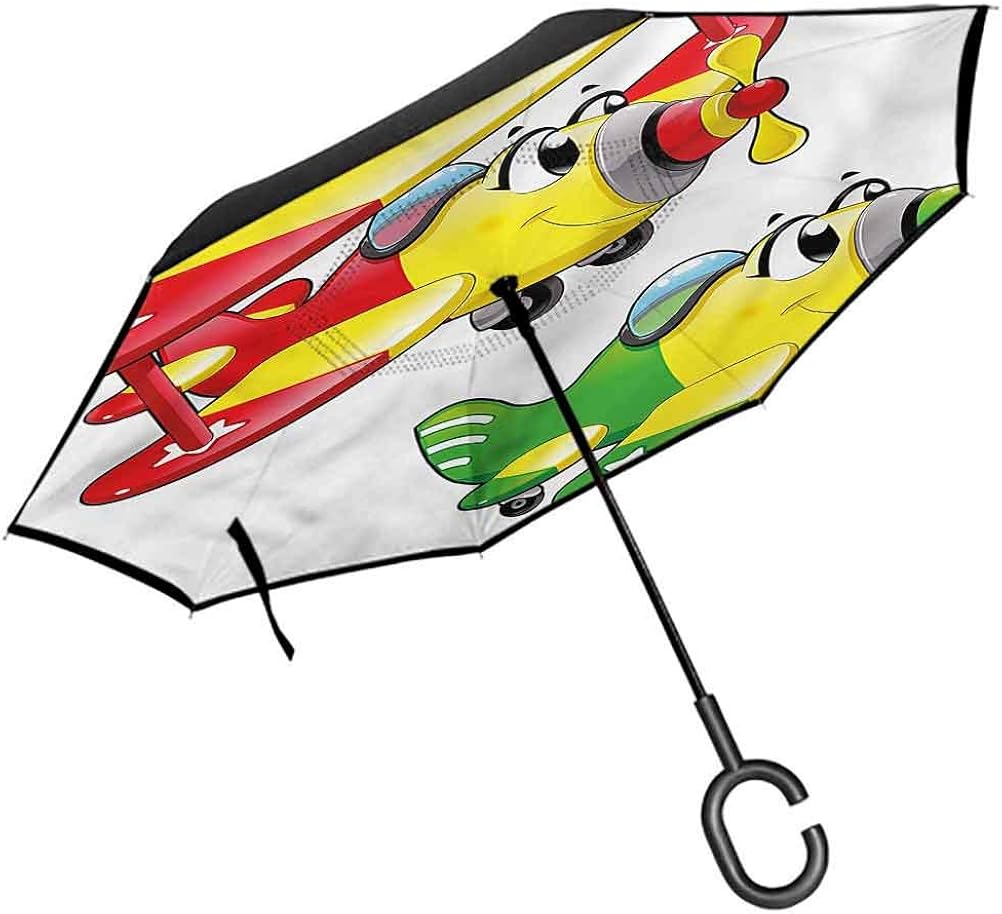 ScottDecor Kids Umbrella Windproof Airplanes Plane Cartoon