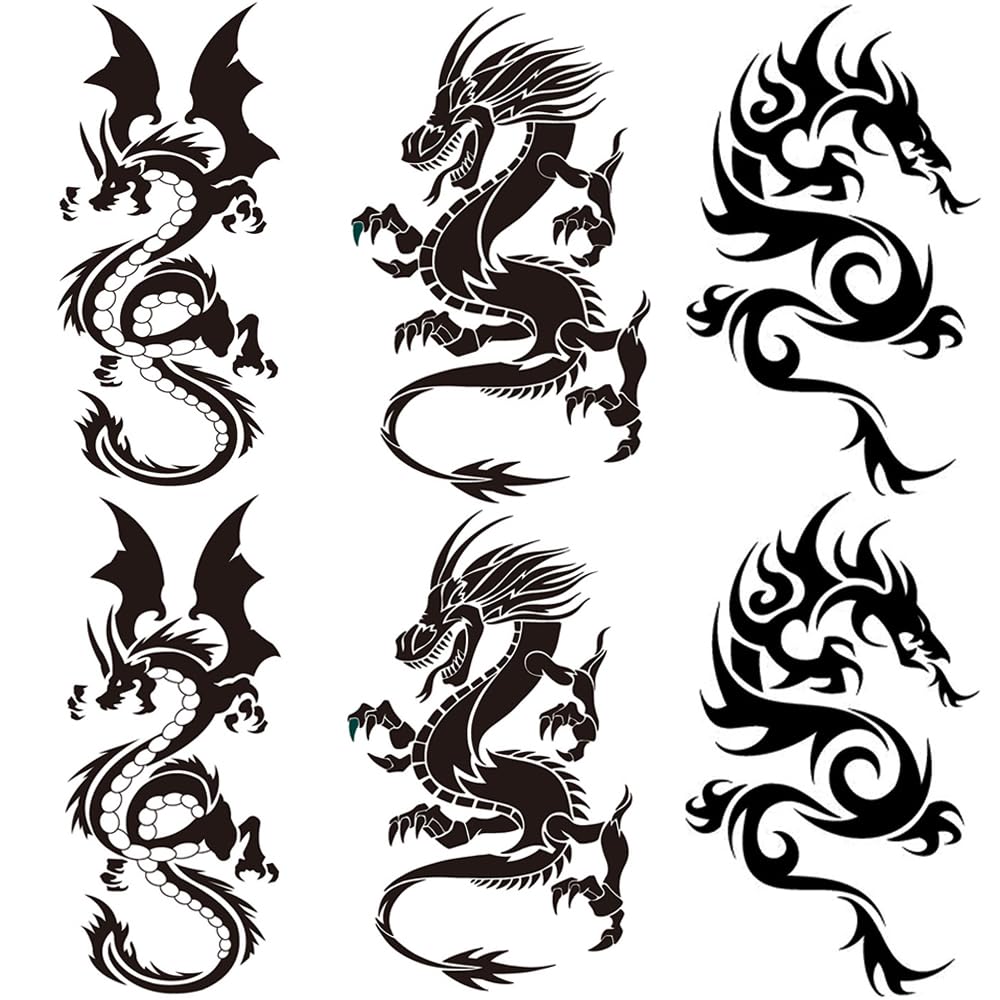 Small dragons Temporary Tattoos Stickers for kids Women Men Girls 6 Sheets, Fake dragon lovely Tattoos Paper Body Sticker Set Party Favors,waterproof and Long Lasting body tattoos by Yesallwas