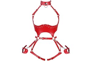Secrecon Leather Harness BDSM Bra Women Bondage Garter Belt Body Adjustable Strap Gothic Suspenders Nightclub Outfit