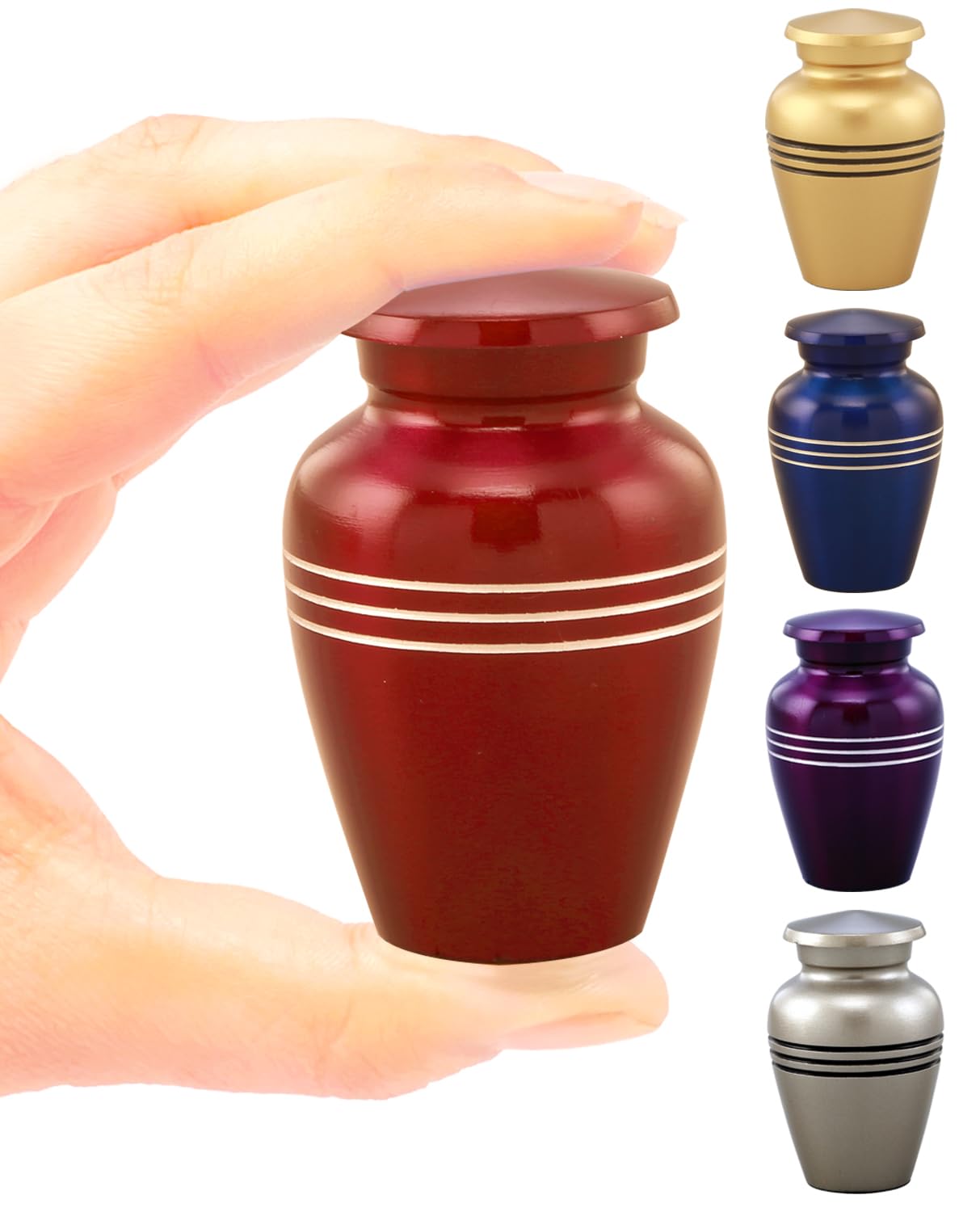Immortal-Memories Serenity Keepsake Urn for Ashes - Miniature Urns - Mini Jar - Pet Urn -Token Urn with Velvet Bag (Red)