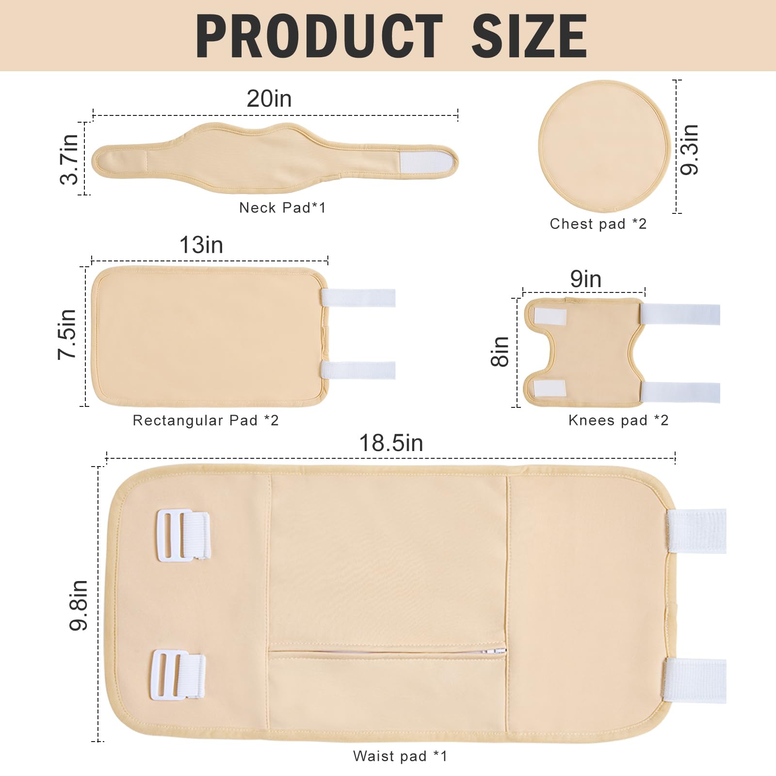 8PCS Castor Oil Packs Wrap Organic cotton- Castor Oil Packs for Abdomen-Breast-Neck-knee-Feet-Arm, Reusable Adjustable Elastic Strap Compress Packs for Entire Body