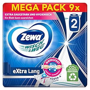 Zewa Wisch&Weg extra lang origineel, Mega Pack, 9 verpakkingen