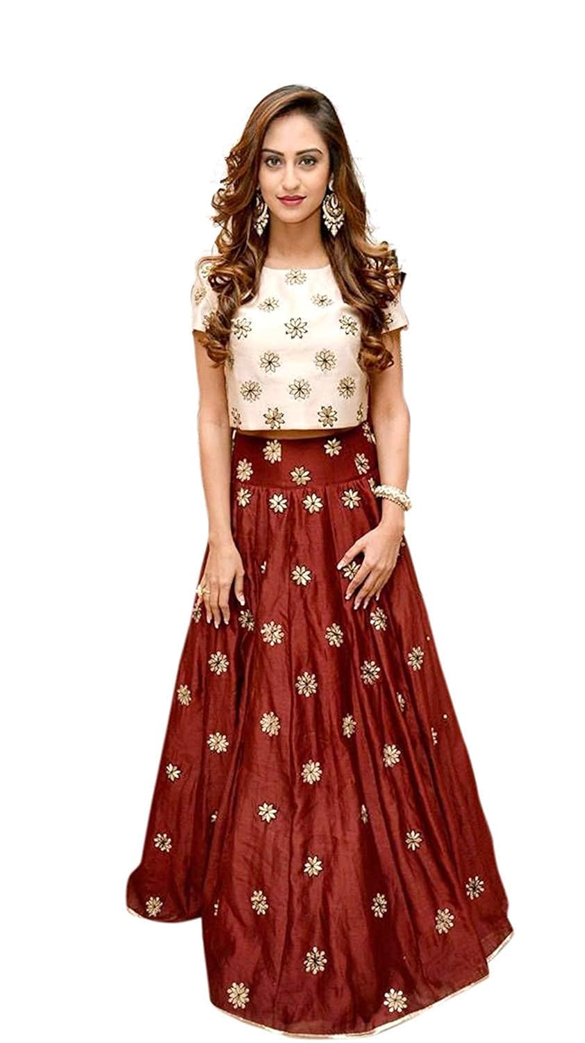 rudra zone satin women's semi stitched lehenga