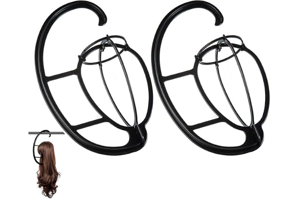 Dreamlover Wig Hangers for Closet, Easy Assembly, Black, 2 Sets | Space Saver for Traveler, Compatible with Long and Short Wi