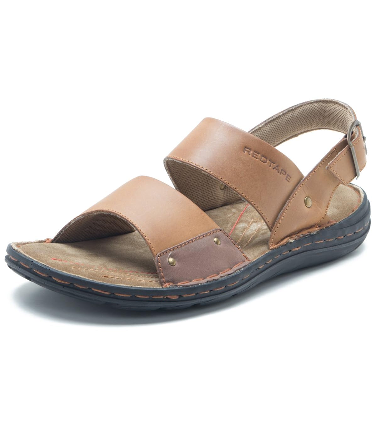 red tape men's tan leather sandals