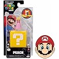 THE SUPER MARIO BROS. MOVIE 1.25 inch Mini Figure with Question Block with Sticker Combo Pack (Peach)