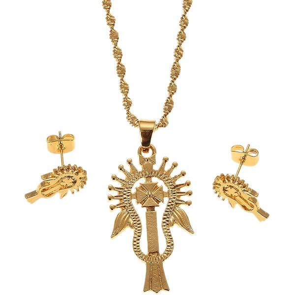 Ethiopian Eritrea Habesha Gold Jewelry Set - African 24K Gold Plated Women's Wedding Gift Set - View #3
