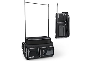 REMEIT Dance Bag with Garment Rack, 28" Dance Costumes Rolling Garment Bags For Travel, Garment Duffle Bag For Dance Competition Travel Bag with Garment Rack (Black with Light 𝑷urple Trim)