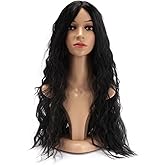 Leuik Synthetic Curly Wig|Deep Wave Frontal Wig|Wigs for Black Women&White Women (Black Water Wave)