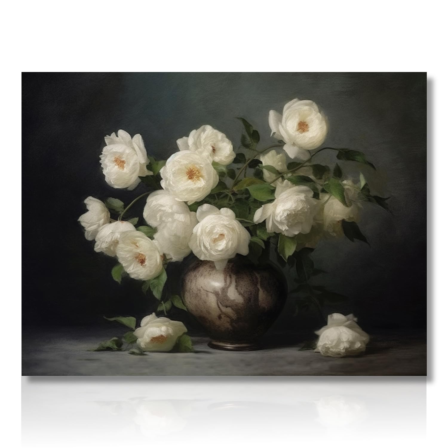Dazzlewall NymphFable Vintage Flower Wall Art Print, Antique Floral Oil Painting, Flowers Still Life Wall Art Poster for Bedroom Living Room Decor 12x16 in Unframed