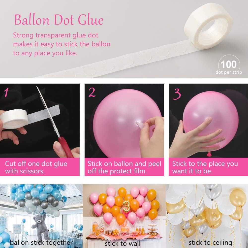 Coogam Balloon Decorating Strip Kit for Arch Garland 32Ft Balloon Tape Strip, 2 Pcs Tying Tool, 200 Dot Glue, 20 Ballon Flower Clip for Party Wedding Birthday Xmas Baby Shower DIY (Upgraded Version): Toys & Games