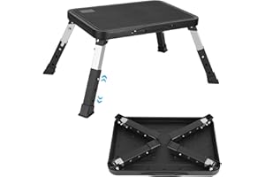 One Step Stool for Adults Folding and Height Adjustable with Non-Slip Rubber Stepping Surface and Portable Handle, RV Steps S