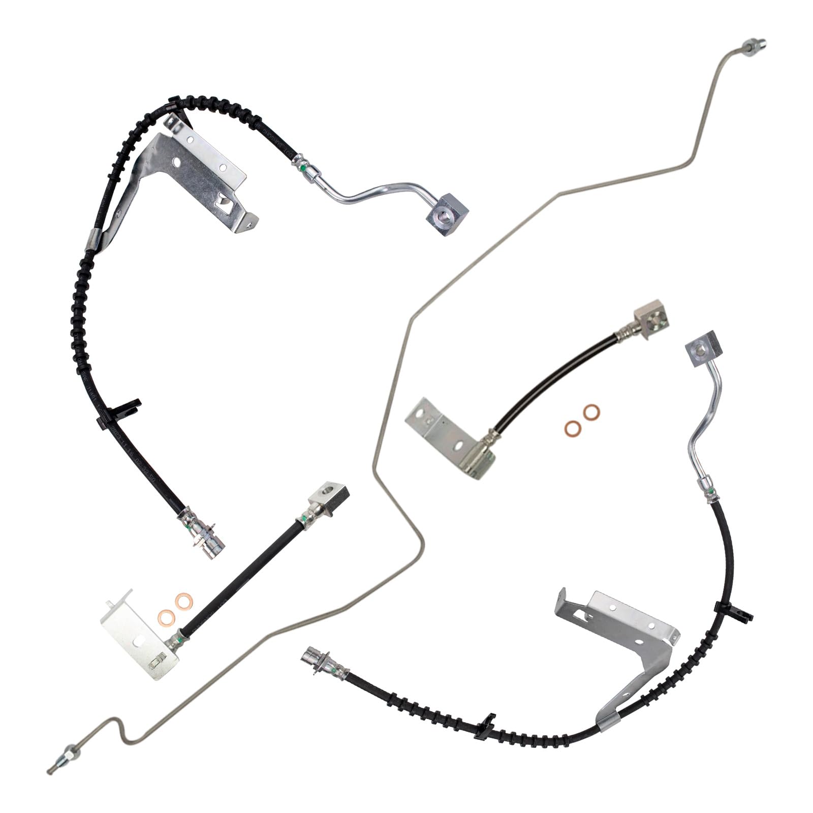 TRQ Front & Rear Brake Hose Set Compatible with