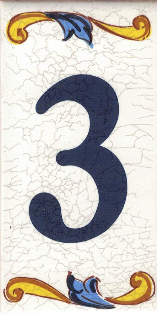 House Number. Address Numbers & plaques. House Signs. Door Numbers. Ceramic Letters and Numbers. Design “Craquelé” (Number Three "3")