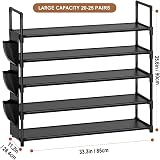 OYREL 5 Tier Shoe Rack 20-25 Pairs Large Organizer Black view 3