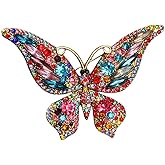 Rhinestone Butterfly Brooch Pin for Women Vintage Colourful Crystal Brooch Fashion Cartoon Animal Lapel Pins Wedding Party Birthday Jewelry Accessories