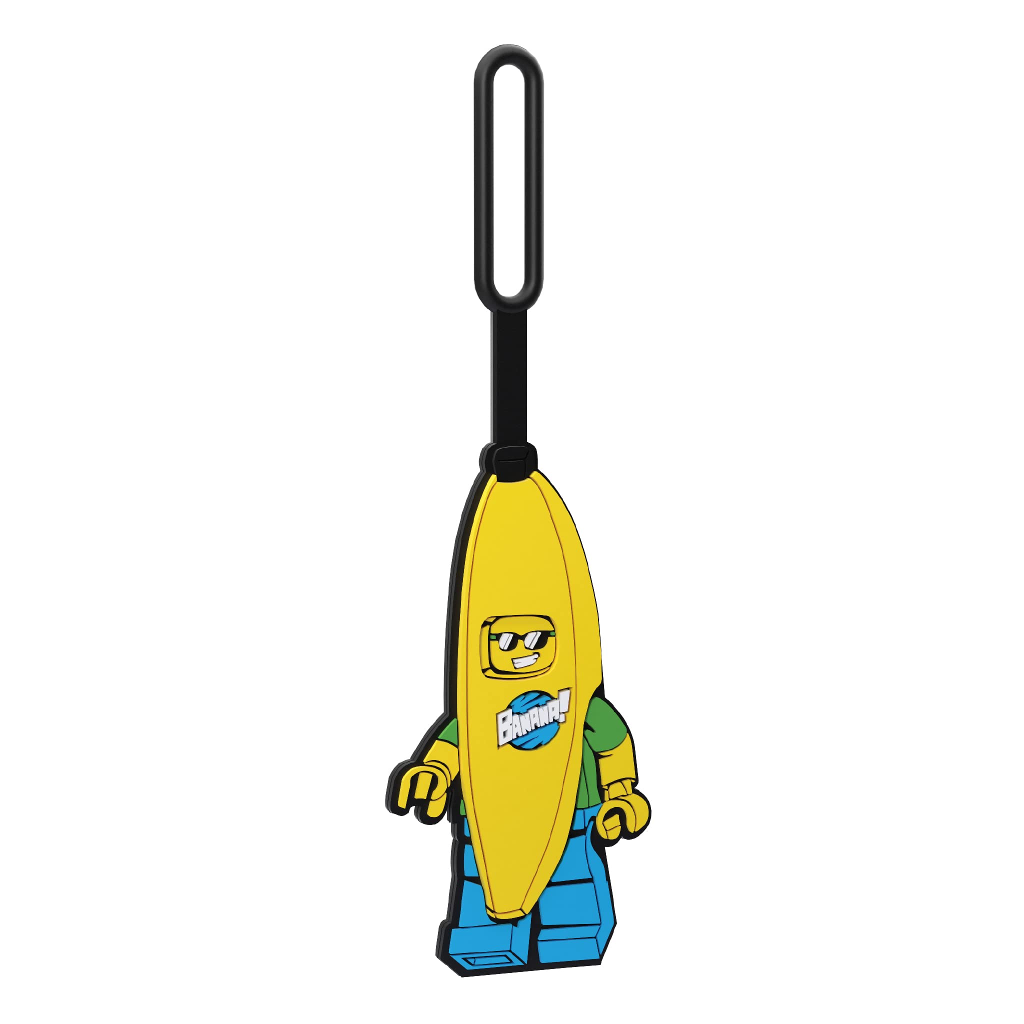 IQ Lego Silicone Luggage Tag for Travel, Suitcase, Backpack, Summer Beach Bag - Banana Guy (53057), Writable Surface on Back for Identification. Measures Approx. 6.5
