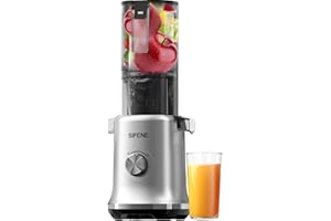 SIFENE Whole Fruits Cold Press Juicer Machines, 4.3-inch (110mm) Powerful Wide Mouth Slow Masticating Juicer with Large Feed Chute for Vegetables and Fruits, Easy to Clean, Gray