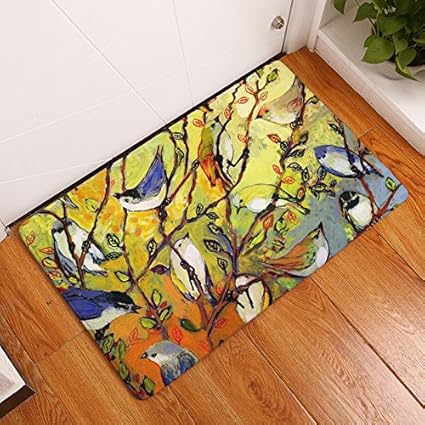 Amazon Com Yq Park Indoor Bird Tree Painted Door Mat Super