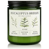 Eucalyptus & Mint Candles for Home Scented, 40 Hours Burn Soy Candle Gift for Women Stress Relief, Meditation, Yoga, Relaxing, Natural Soy Wax for Men and Women, 8oz