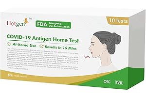 HOTGEN COVID-19 Antigen Home Test - 1 Pack, 10 Tests Total, FDA EUA Authorized OTC at-Home Self Test,COVID Self Test Results in 15 Mins with Nasal Swab No Discomfort