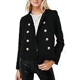 Kedera Womens Cropped Tweed Blazer Jackets Long Sleeve Open Front Blazer for Work Casual Business Outfits