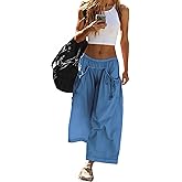 GraceSelect Women's Baggy Wide Leg Pants with Drawstring Pockets Elastic Waist Capri Hiking Pants Casual Fashion 2026 Trendy