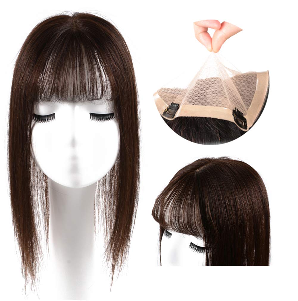 human hair topper with bangs