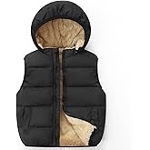 Achiyi Toddler Winter Puffer Vest Fleece Hooded Sleeveless Jacket Padded Down Waistcoat Outwear for Baby Boys Girls