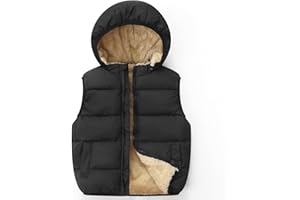 Achiyi Toddler Winter Puffer Vest Fleece Hooded Sleeveless Jacket Padded Down Waistcoat Outwear for Baby Boys Girls
