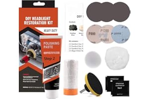 Mookis Headlight Restoration Kit, Heavy Duty Drill Based with Sand, Refine, Suitable for Repairing Dim Headlights