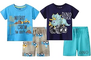 BIBNice Toddler Boy Summer Clothes Outfits Kids Cotton Short Sleeve Shirt Shorts Set 2-7 Years