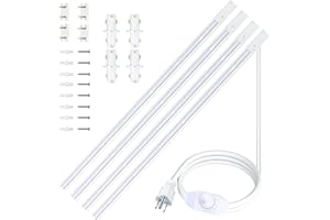 Bravsekai White Extra Long H Type Track Lighting Rails Kit with Dimmer Switch for Large Areas 19.7FT Track Lighting System Single Circuit 3-Wire-1 H Track Rail with 4 I Connectors, Made of Aluminum