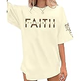UNIQUEONE Christian Shirts for Women Faith Shirts Jesus Tshirt Oversized Christian Graphic Tees Tops