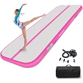 Estgora Gymnastics Mat for Tumbling Tumble Track, Thick Inflatable Gymnastic Training Equipment for Kids Home Gym Cheerleading with Electric Pump