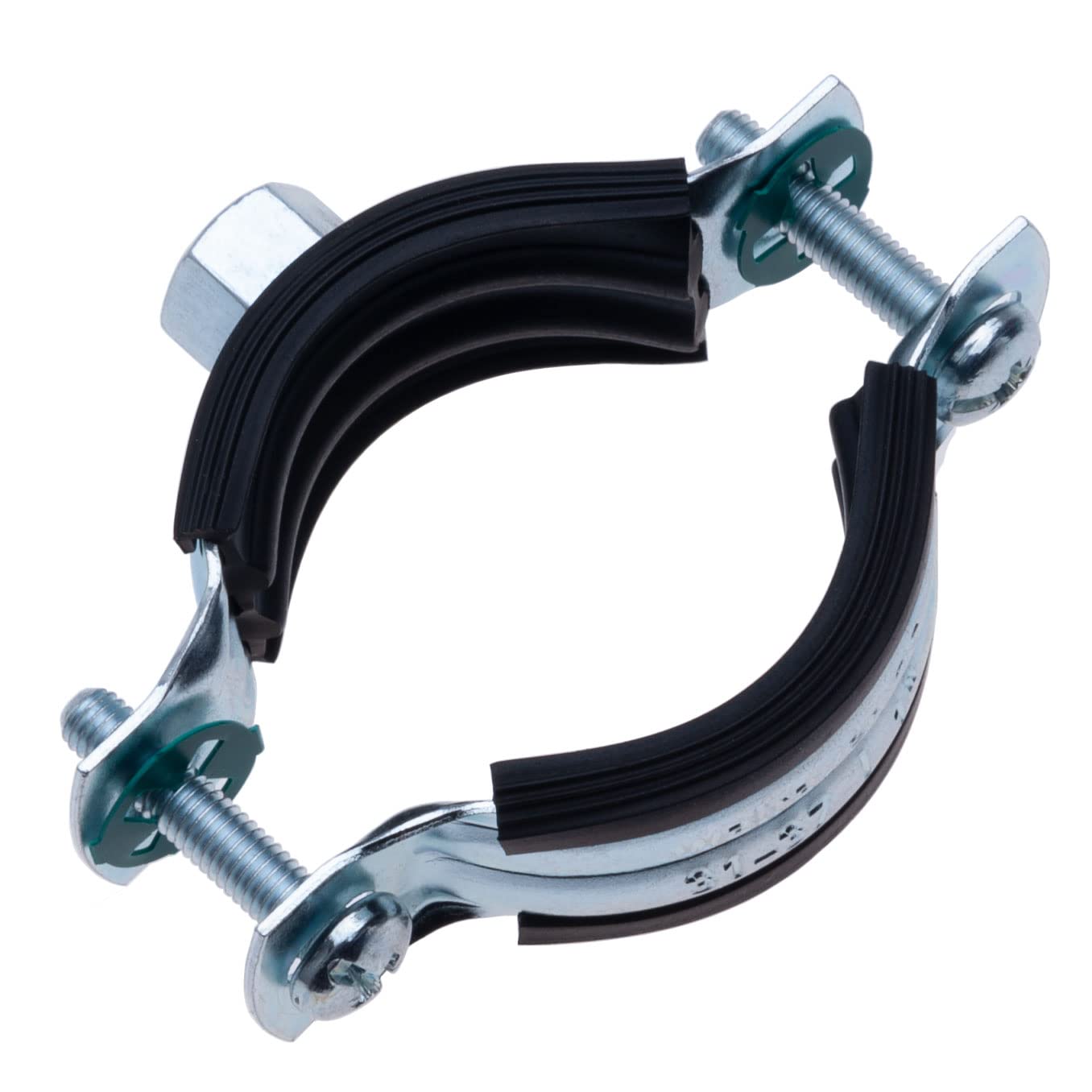 15-19 mm Pipe Clamp with Black Rubber Lining, Two-Part Pipe Clip with M8 Female Threaded Wall Mount, Pipe Support, Split Ring Hanger, Adjustable Pipe Bracket (Pack of 4)