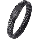 KBNSUIAN Religious Bible The Seals of Seven Archangels Amulet Leather Bracelet, Protection 7 Angels Prayer Talisman Bangle Cool Christian Jewelry for Men Women