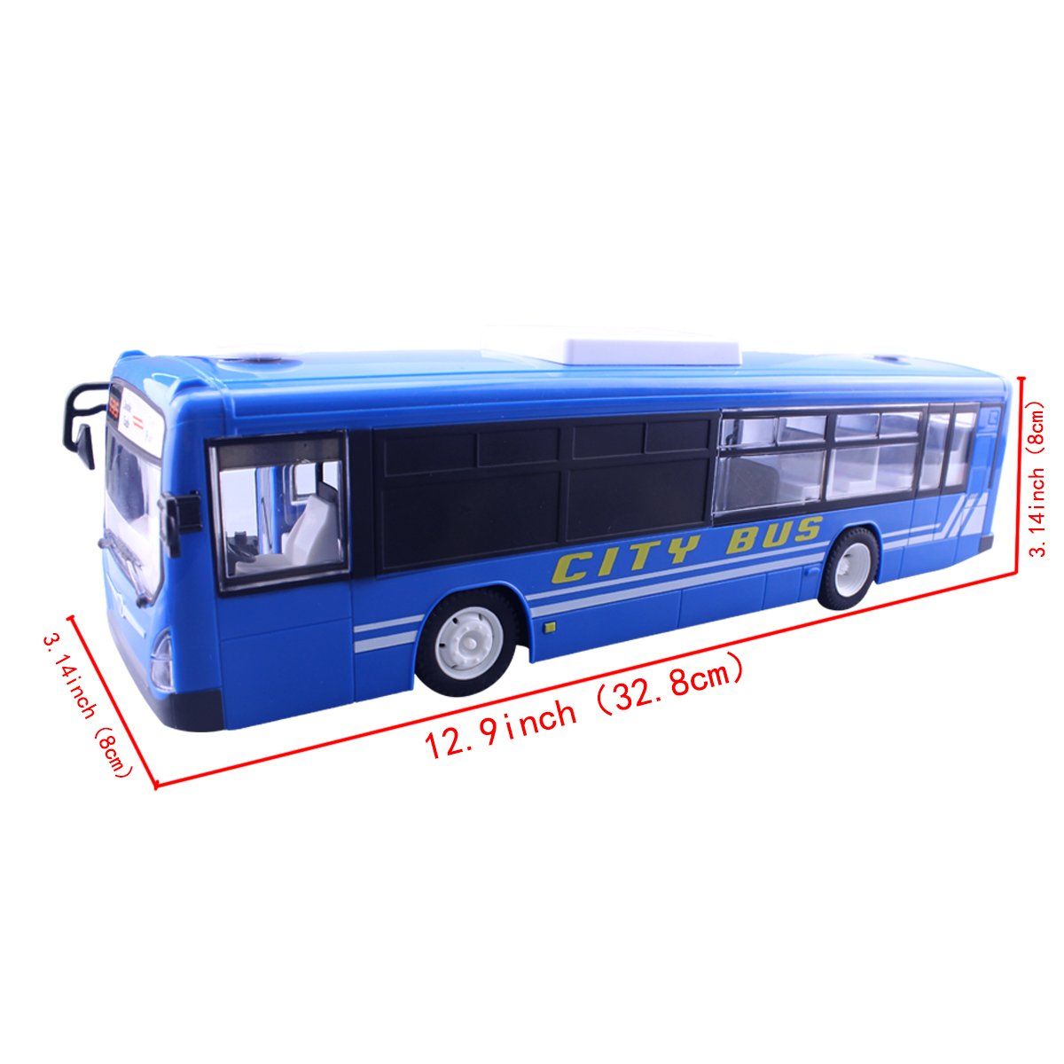 Fisca RC City Bus Remote Control Vehicles, 6 Ch 2.4G Opening Doors and Acceleration Function Toys Electronic Hobby Truck with Simulation Sound and Flashing Light (Blue)
