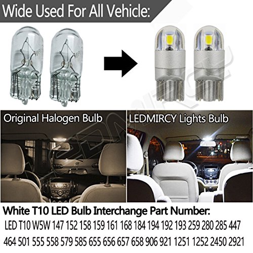 T10 LED Light Bulb W5W 194 Super Bright 3030 2SMD for Car Interior Exterior Lights(T10 10PS-White)