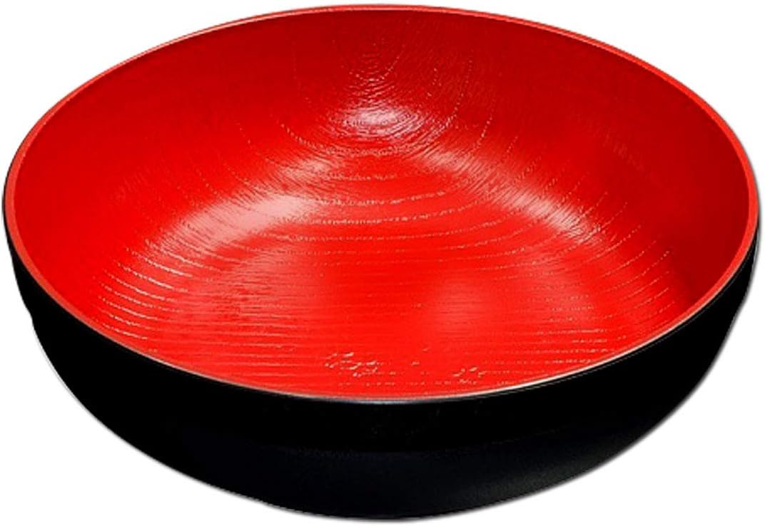 Nizona WYNCH ABS Lacquerware Bowl for Serving Noodles, Pasta, Spaghetti, Salads or Sweets, Large, Black and Red